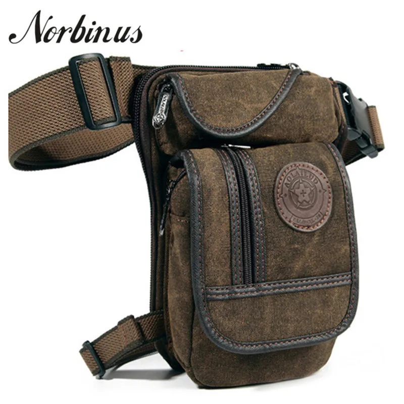 

Norbinus Men's Waist Bag Motorcycle Thigh Drop Leg Bag Waist Fanny Pack Belt Hip Bum Military Male Travel Messenger Shoulder Bag