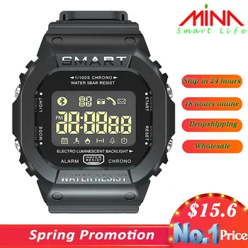 

Bluetooth Clock EX16T Smart Watch Notification Remote Control Pedometer Sport Watch 5 ATM IP67 Waterproof Men's Wristwatch ex16