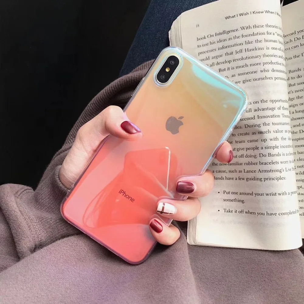 Ourpho градиентная Желейная оболочка для iPhone X XR XS MAX простая однотонная крышка 6 6s 7 8