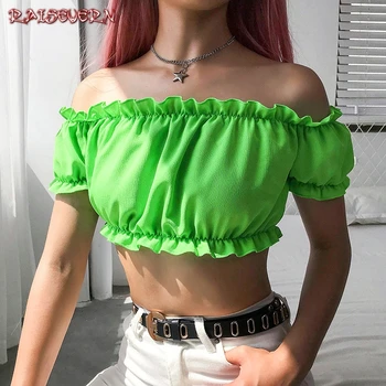 

RAISEVERN Elegant White Blouse Women Shirts 2019 Vintage Solid Blouse Tops Summer Casual Ruffles Short Tops Blusas Female