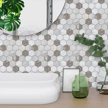 

15*15cm/20*20cm PVC Waterproof Self adhesive Wallpaper Furniture Brown and White Marble Tile Sticker Wall Decal TS028