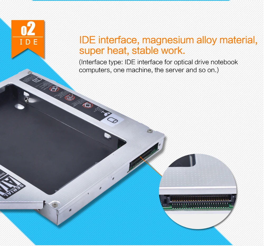 TISHRIC алюминиевый 2-ой HDD Caddy 12,7 мм IDE to SATA 3,0 адаптер для 2," SSD HDD DVD чехол Корпус для ноутбука CD-ROM Optibay