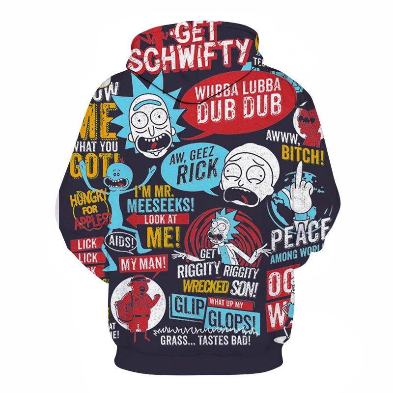 Funny Hoodies Men Women Sweatshirts 3D Hoodie Rick and Morty Pullover Streetwear Hoody Anime Tracks