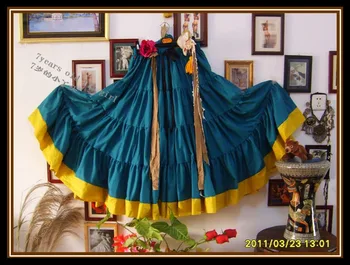 

cotton 4tiered 18yards Ats Gypsy tribal belly dance skirt with border EI03