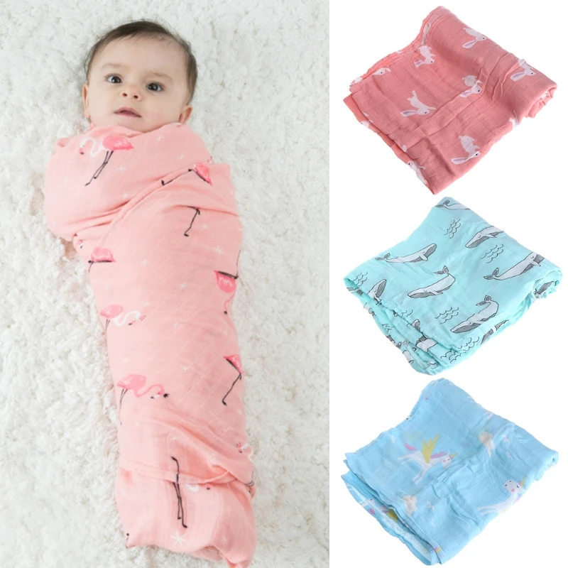 Baby Blanket Breathable Muslin Wrap Cotton Bamboo Fiber Swaddle