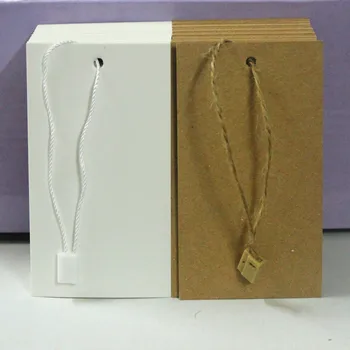 

100 pcs Blank Kraft Paper Gift Tags Scallop Label Luggage Wedding Tags 9cmx 5cm+ Hemp String Free shipping