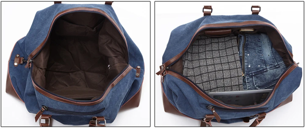 Для мужчин сумки большой ёмкость дорожные сумки Холст Кожа Carry on вещевой багаж модные плеча дизайнер сумка багаж