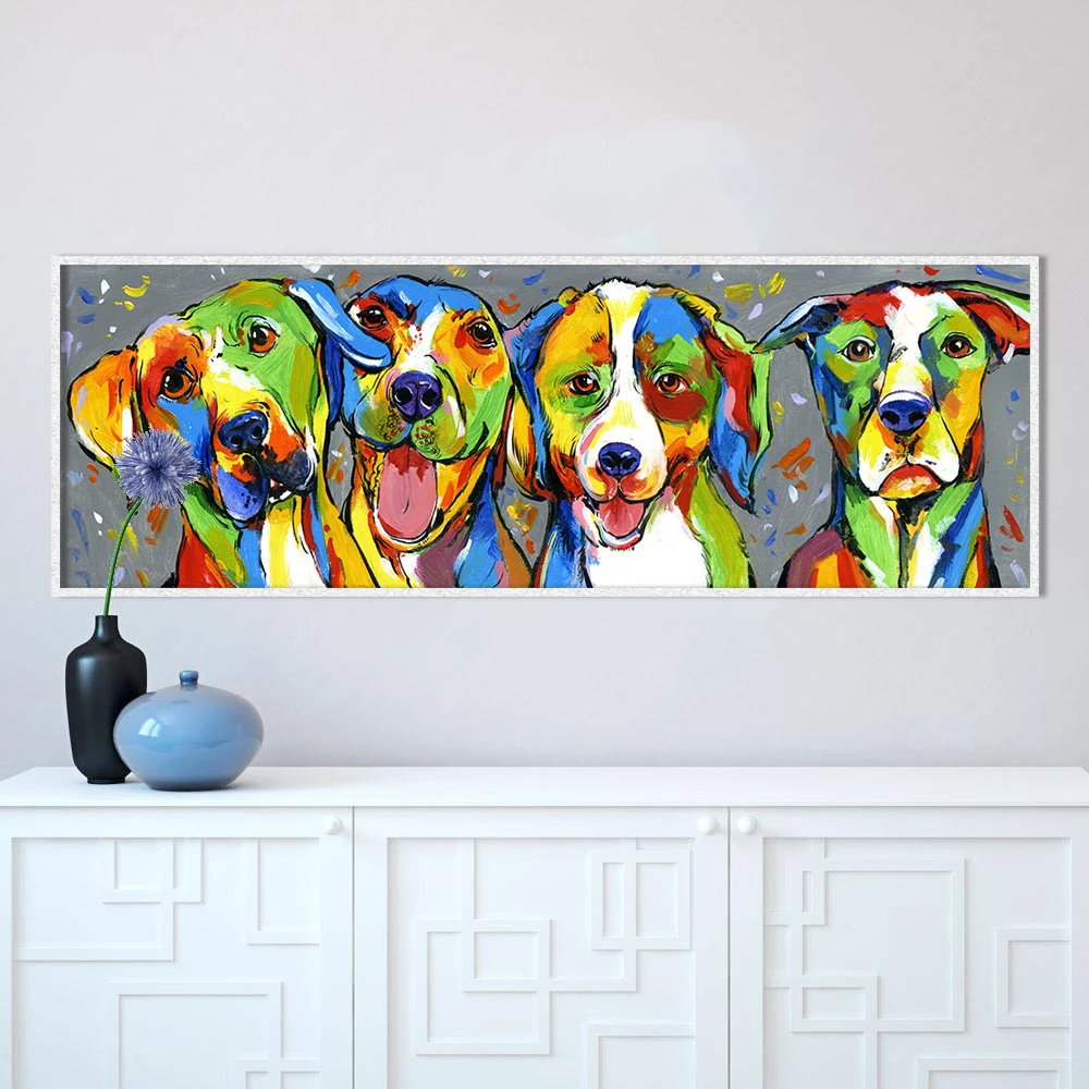 AAGG Wall Art Animal Oil Painting Dog Canvas Picture For Living Room