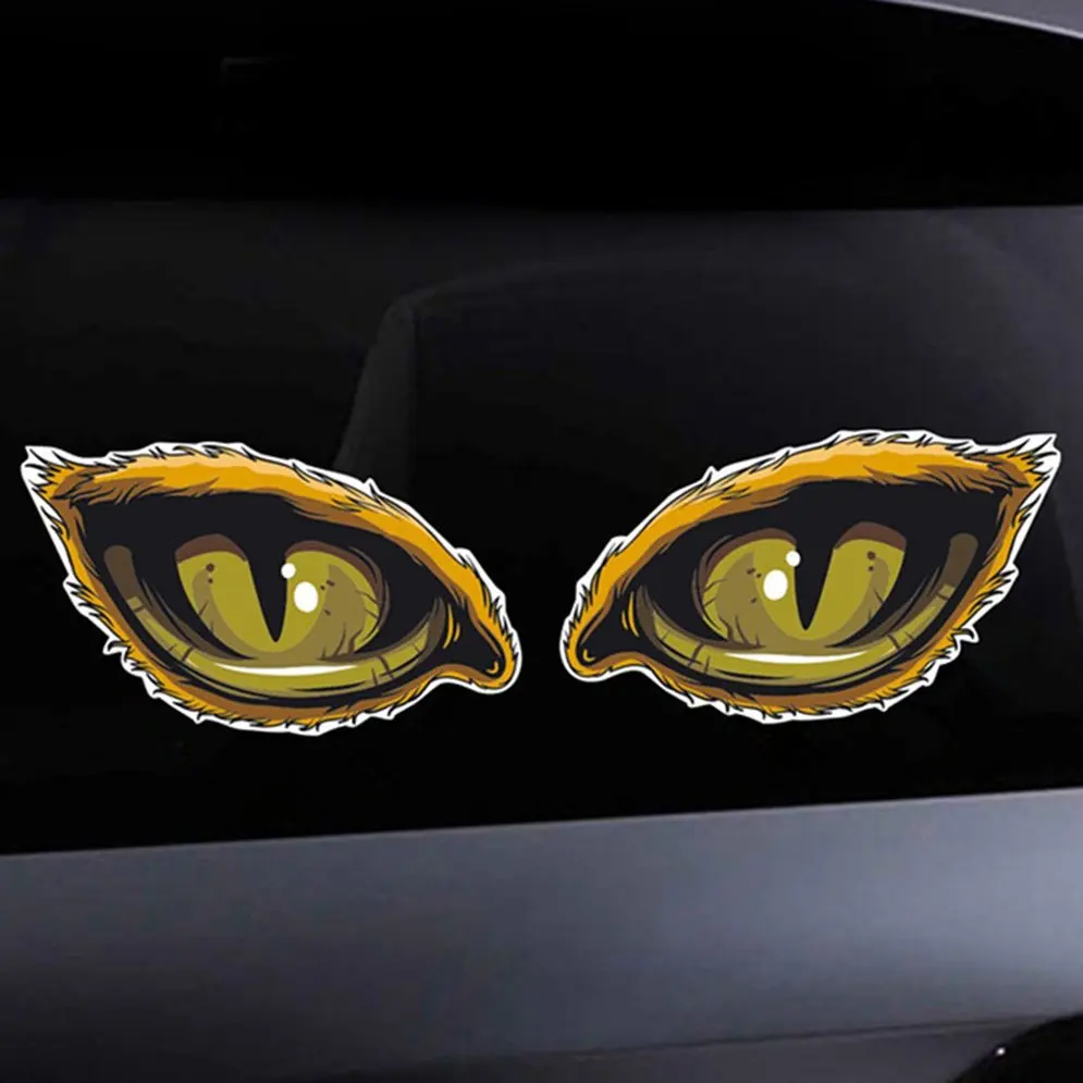 3D Stereo Reflective Car Sticker Car Car Side Fender Eye Sticker Sticker Creative Rearview Mirror Applique Cat Eye Unicorn Fish