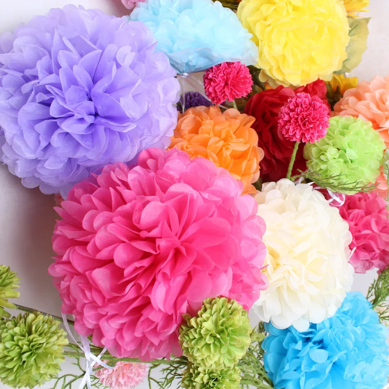 

5pcs/Lot color 22 6 inches 15cm Paper PomPom Tissue Flower Balls for Wedding Home Birthday Party Car Decoration Tissue Paper