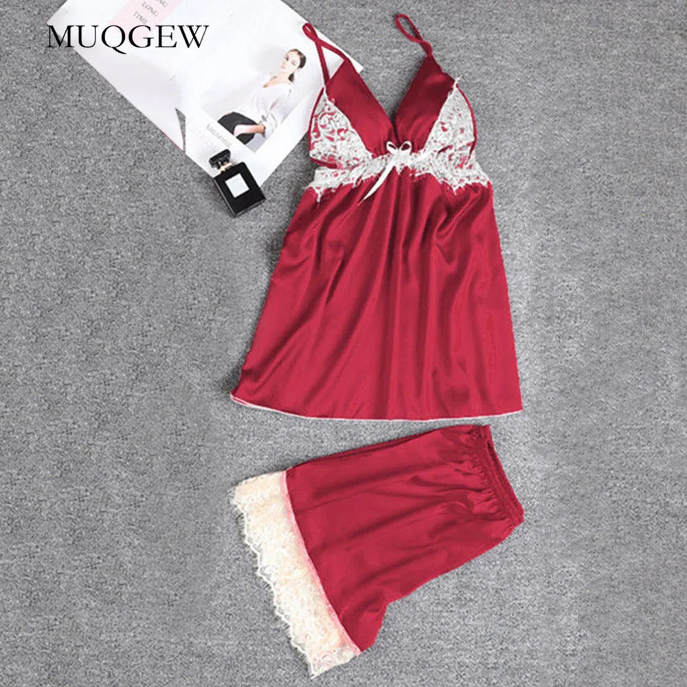 

Fashion Sexy Lace V Neck Sleeveless top + Shorts Sleepwear Lingerie Temptation Babydoll Underwear Nightdress pijama