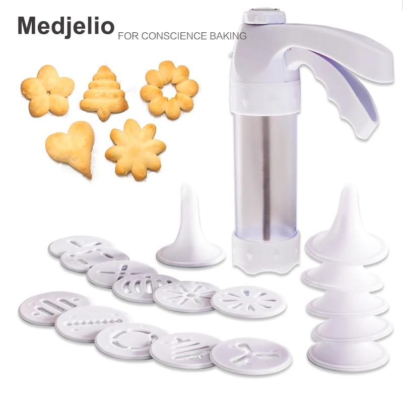 

Cookie Mold Baking Gun Buttercream Extruder Plastic Icing Piping Tips Flower Biscuit Maker Machine Press Pastry Cake Tools Set