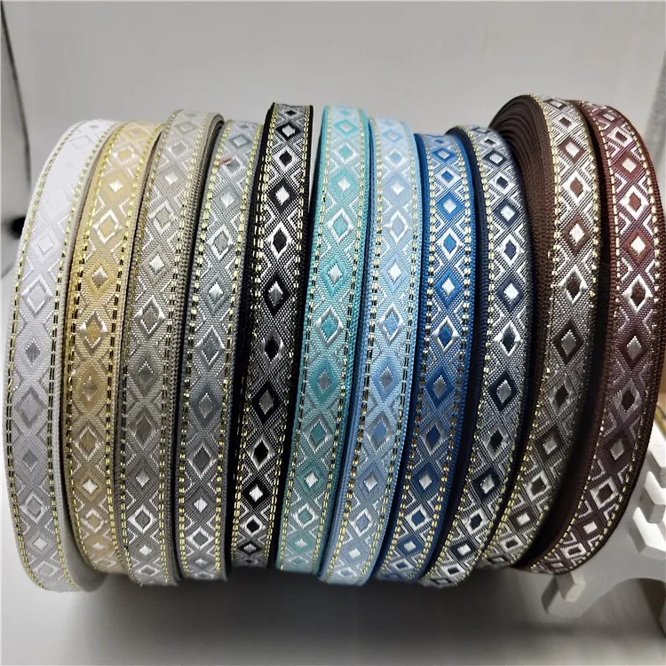 10 ярдов/набор 1 3 см Широкий ромбов Grosgrain жаккардовая тесьма с двойным лицом ленты