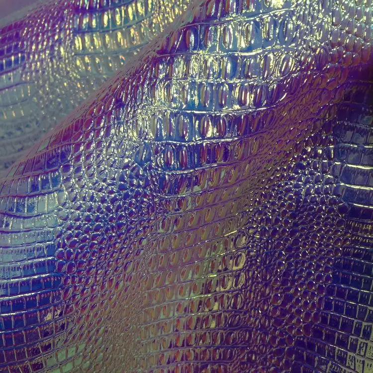 

artificial synthetic PU crocodile Holographic leather material