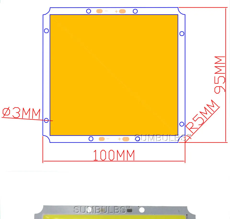 100x95mm Ultra Bright Rectangle Square 50W LED COB Light Matrix DC 12V 14V 3000K 6500K Warm Cold White 100mm DIY Car Lamp 5000LM (1)