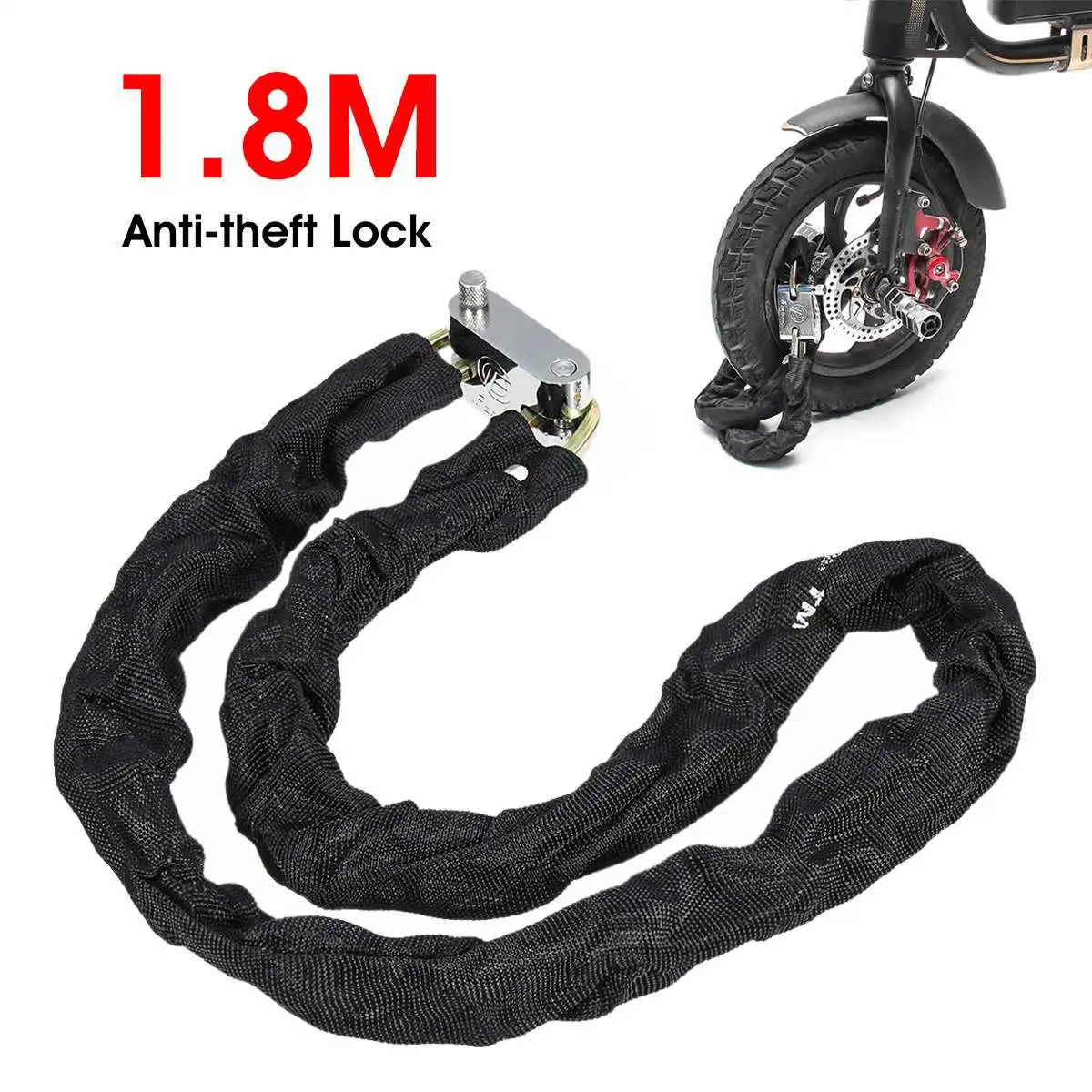 

1.8m Motorcycle Bicycle Lock Anti-Theft Outdoor Bike Chain Lock Security Reinforced Cycling Chain Lock