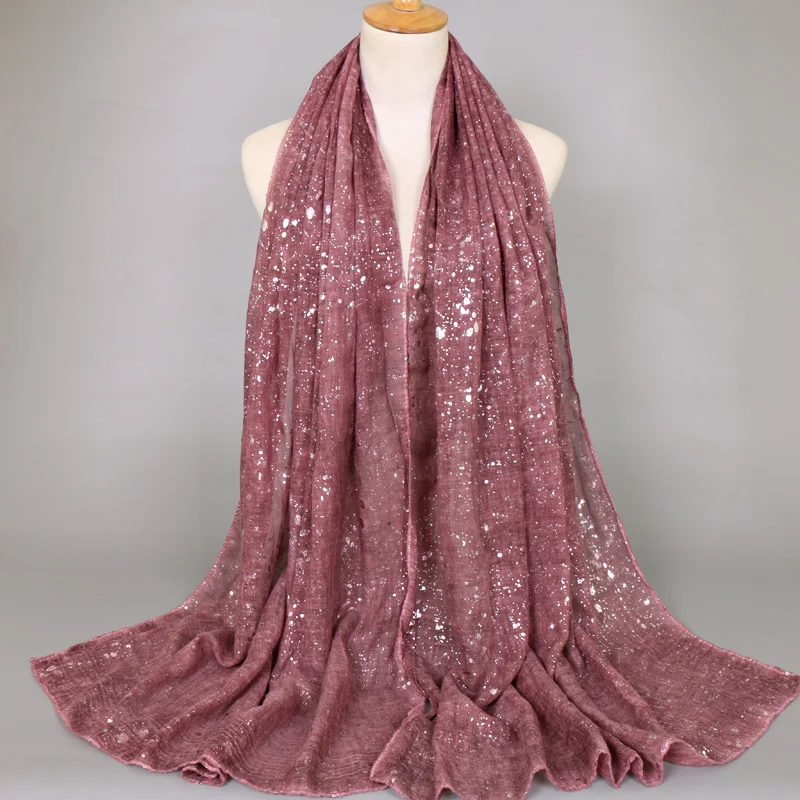 

Popular women plain bandhnu cotton glitter silver bohemian shawls hijab summer muslim long scarves/scarf 8 color 200*80cm