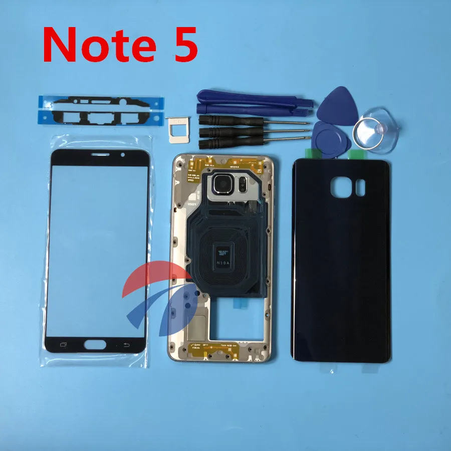 

Full Housing Cover Case Chassis Middle Frame Bezel + Front Glass Lens + tools + For Samsung Galaxy Note 5 N920 N920F N920A N920P
