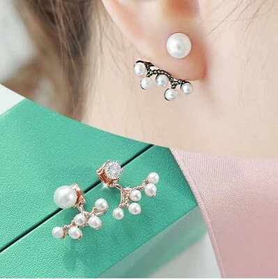 Fashion Pearl Crystal Earrings Cuff After Hanging Pierced Fashion Pearl Crystal Earrings Cuff After Hanging Pierced Korean Jewelry Whole Lm C397 In Clip From Accessories On