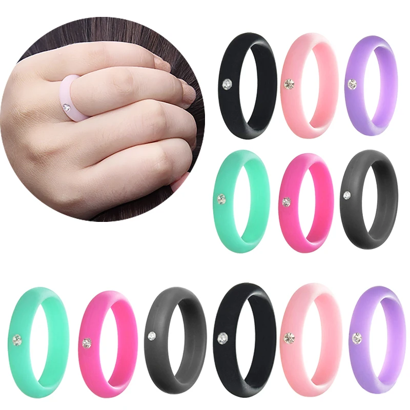 Распродажа 4-9 размер силиконовые парные кольца с кристаллом женские и мужские кольца украшения в подарок на год