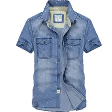 Летнее платье мужская с коротким рукавом джинсовая рубашка плюс размер M-3XL 62