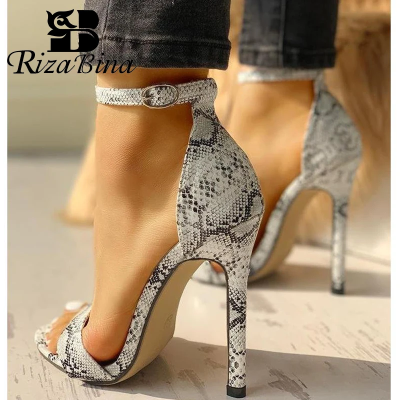

RizaBina 2020 New Women Sandals Sexy High Heel Summer Shoes Women Buckle Strap Party Wedding Office Lady Footwear Size 36-41