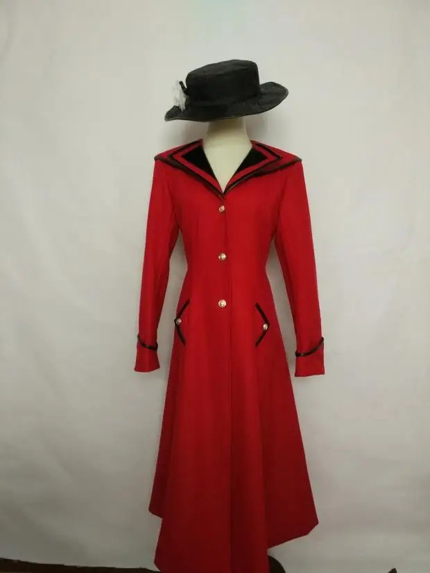 Mary Poppins; костюм для косплея; красное пальто+ шляпа