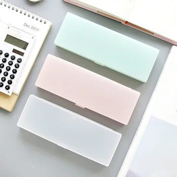 

1pcs no-print simple style pencil case Candy color translucent student's stationery case storage box Desktop storage box