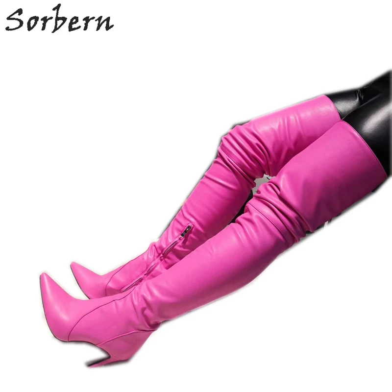 thigh high hot pink boots