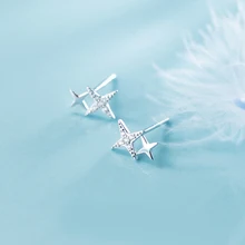 MloveAcc Настоящее серебро 925 пробы, Женские Ювелирные изделия, модные милые серьги-гвоздики с CZ звездой, подарок для девочек, детей, леди