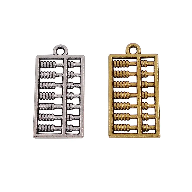 

20pcs/lot Tibetan Silver/Gold Color Metal Abacus Charms Double Sided Pendants Beads for Jewelry Making Craft