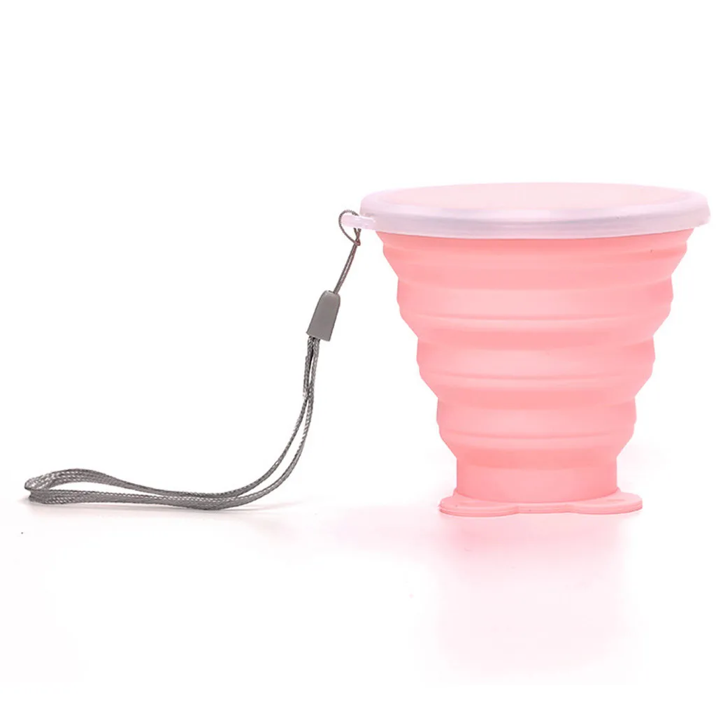 Travel Cup Stainless Steel Silicone Retractable Folding cups Collapsible Coffee Cups Outdoor Pink Sport Water Cup Z30610