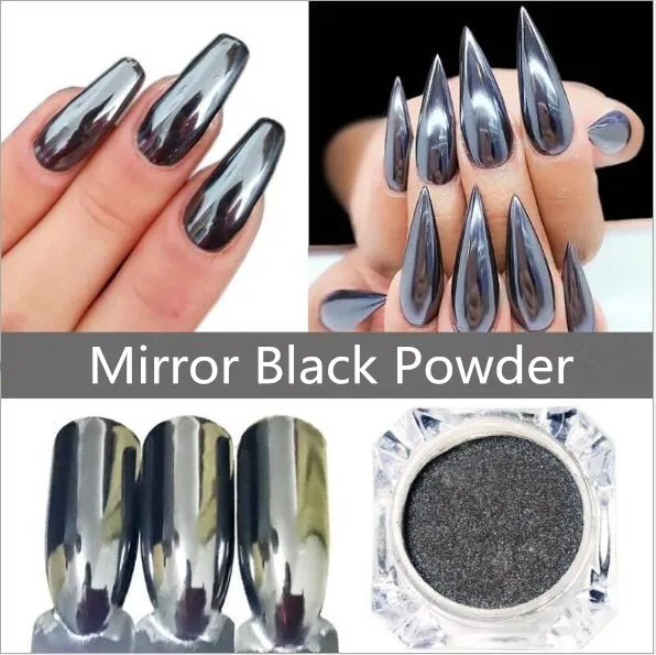

1g Mirror Black Nail Powder Super Shining Manicure Nail Art Chrome Pigment Glitter Dust Cattie Girl