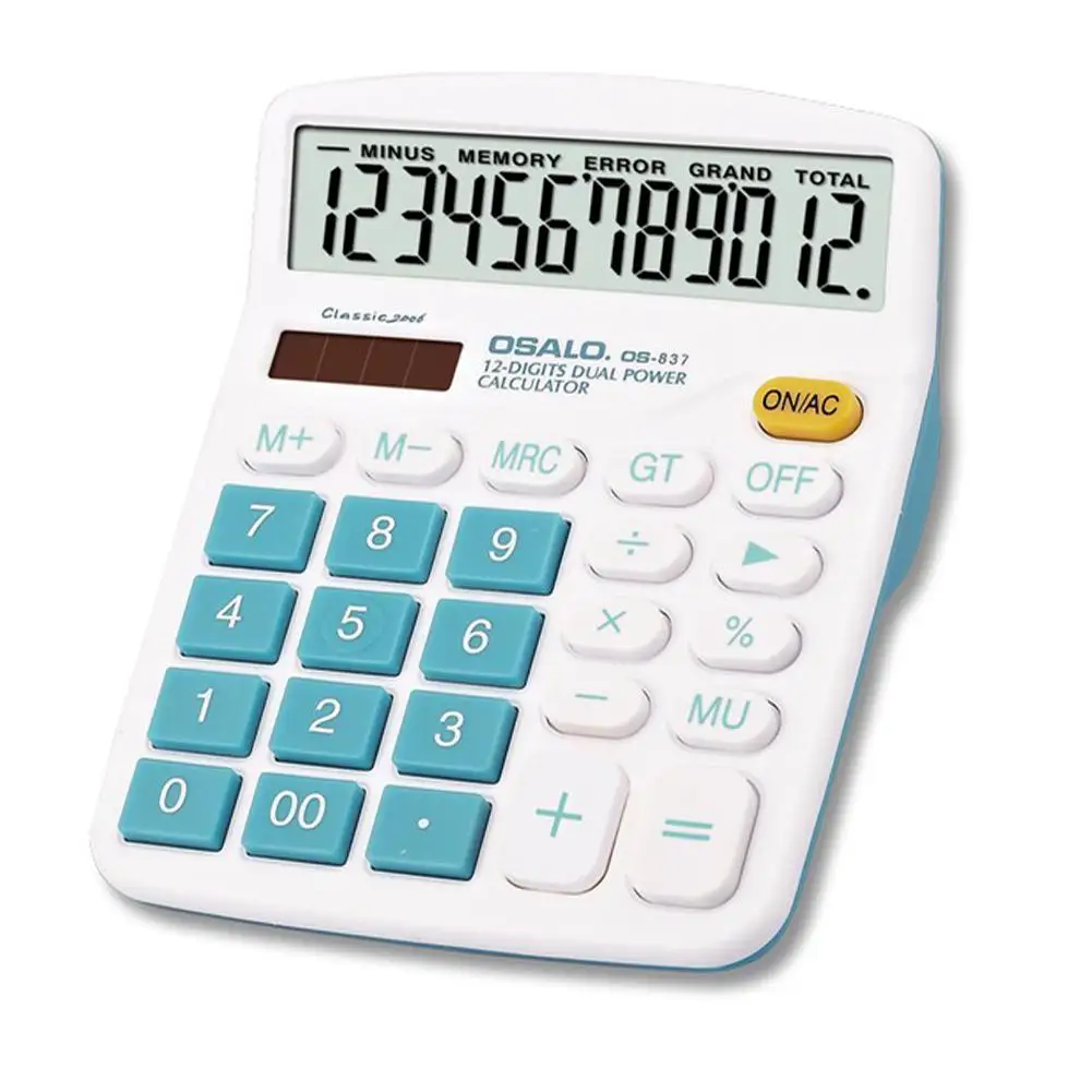 BEESCLOVER 12 أرقام الملونة البطارية الشمسية المزدوجة الطاقة المحمولة سطح المكتب حاسبة للمدرسة مكتب r20