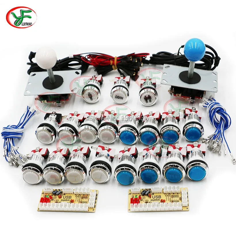 

Zero Delay USB To PC Raspberry Pi Arcade DIY Kits 5 Pin Joystick CHROME Plated 5V illuminated Push Button