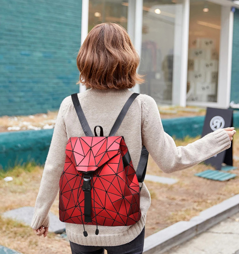 Nevenka Diamond Lattice Backpack Women Backpack Leather Creative Geometric Backpacks Drawstring Backpacks for Teenager Girl 201821