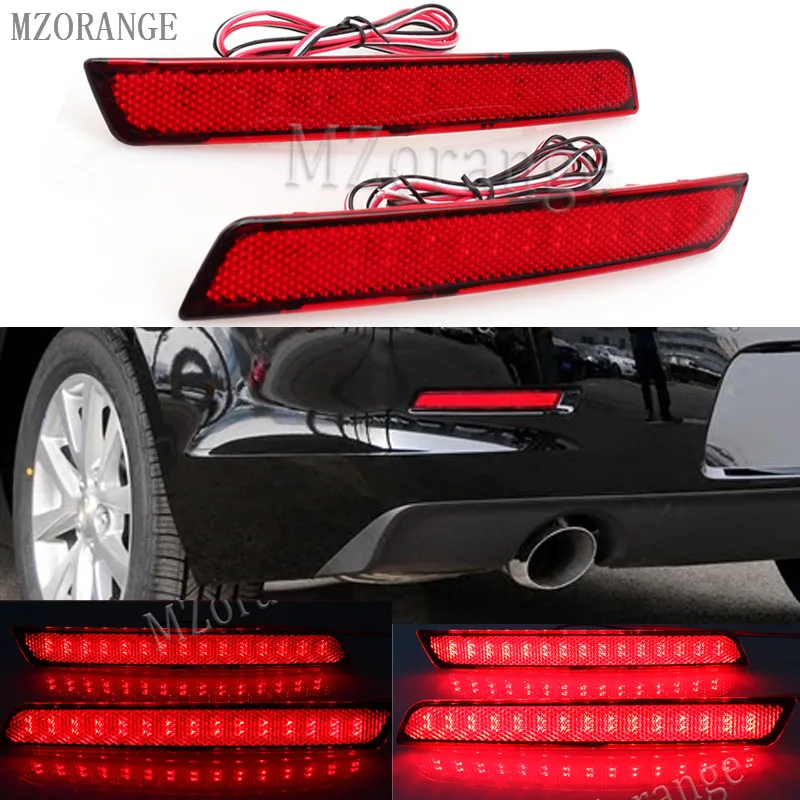 

MZORANGE 2Pcs LED Car Rear Bumper Reflector Light Brake Stop Light Red Lens for Chevrolet Malibu 2012-15