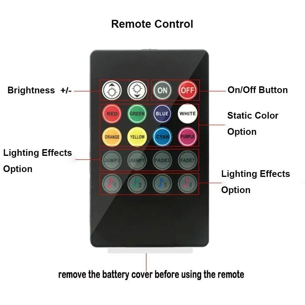 4 шт., автомобильный RGB светодиодный светильник, светодиодный светильник, s цвета, для стайлинга автомобиля, декоративные атмосферные лампы, автомобильный интерьерный светильник с пультом дистанционного управления