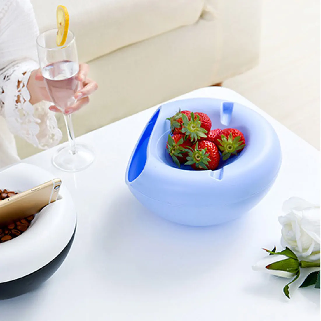 

Multifunctional Plastic Double Layer Dry Fruit Containers Snacks Seeds Storage Box Garbage Holder Plate Dish Organizer