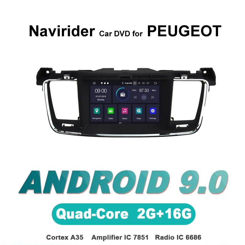 Navirider OS 9,0 автомобильный проигрыватель Android для PEUGEOT 508 стерео радио gps-навигация bluetooth TDA7851 усилитель звука Системы