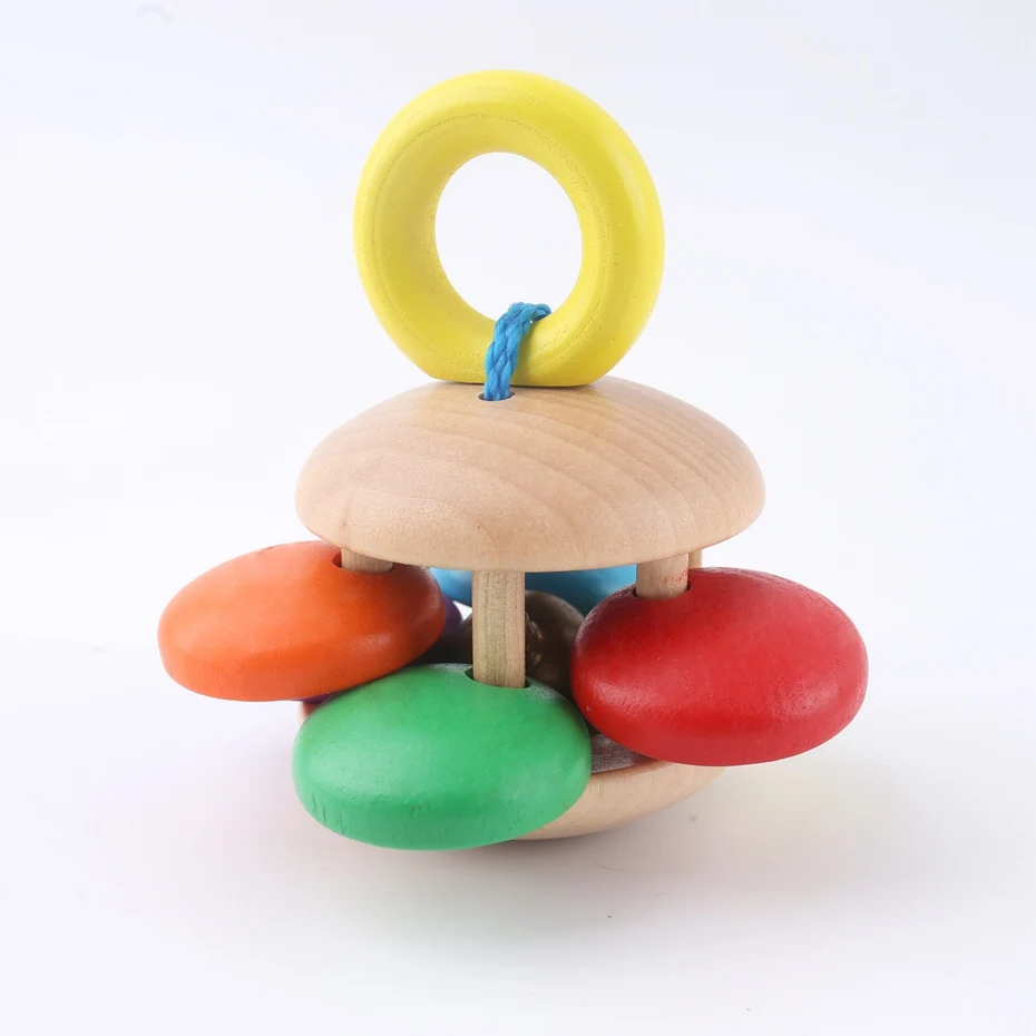 

Let's make 1PC Colourful Rattles Food Grade Wood Teether For Baby Intellectual Development Music Toy New Born Gifts Baby Teether