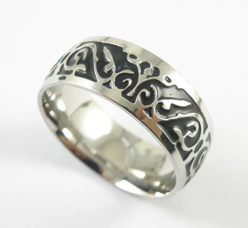 Free Shipping Titanium V65 Vintage Decorative Pattern Ring Stainless Steel Rings For Women Wedding Rings Fine Jewelry
