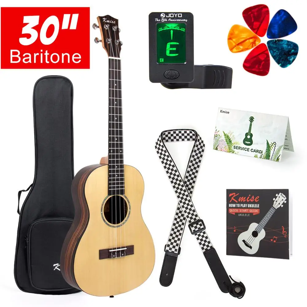 Укулеле Kmise Baritone 30 дюймов твердая ель укулеле 4 струны гитара с ремешком