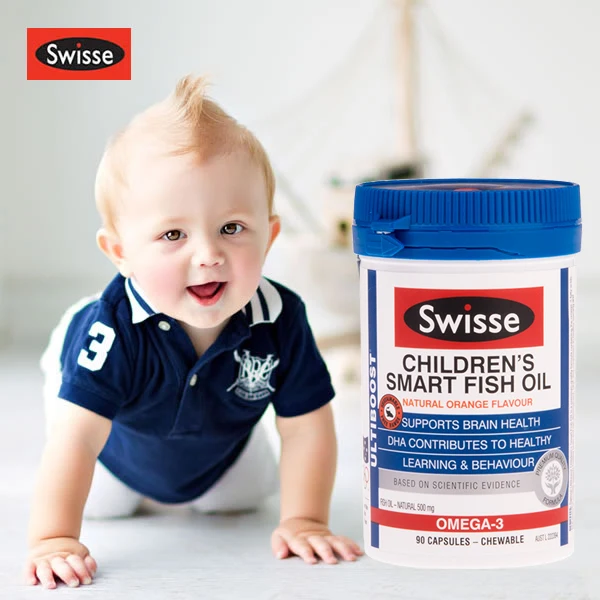 Tampas de Óleo de Peixe Saudável do Cérebro Olho o Desenvolvimento do Sistema Austrália Swisse Infantil Inteligente Epa Dha Ácidos Graxos Ômega-3 Cérebro Nervoso 90 3 Austrália Swisse infantil Inteligente 90 Tampas de