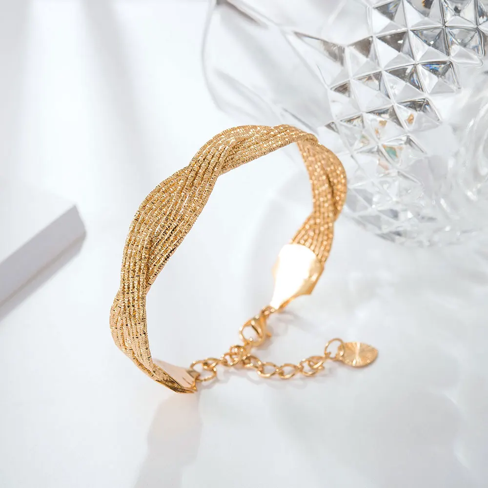 

QGGLE Bracelet Bangle For Women Twist Shape Gold Color Color Bracelet