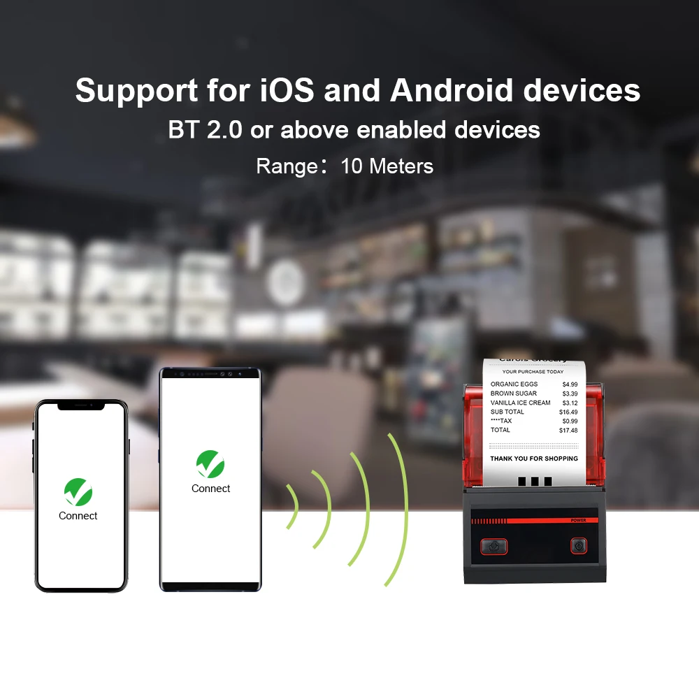 Портативный беспроводной мини термопринтер BT Direct 58 мм совместим с Android IOS Windows Linux