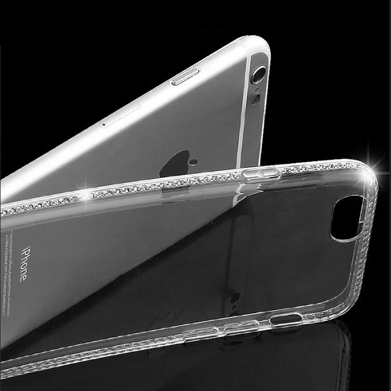 Чехол для iphone 7 8 plus 11 Pro Max силиконовые прозрачные чехлы со стразами XS X 10 6 s Plus XR SE