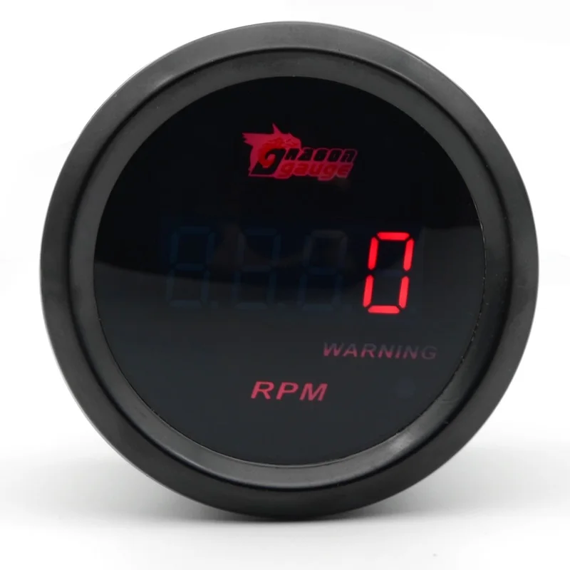 RPM 52 мм Манометр/Температура воды/Температура масла/Масляный Пресс/Напряжение/Тахометр цифровой Красный светодиодный черный чехол - Цвет: RPM