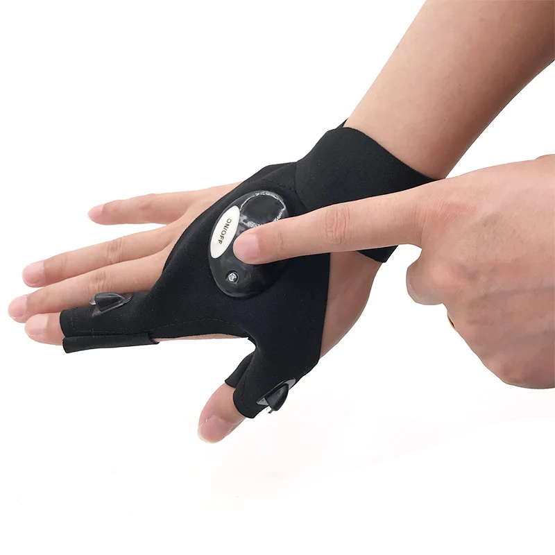 

Fingerless Glove LED Flashlight Torch Outdoor Fishing Camping Hiking Magic Strap Survival Rescue Tool Light Left/Right Hand