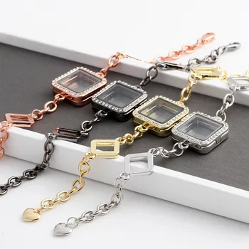 

10pcs/lot Floating Locket Charms Bracelet Bangles For Women Men Magnetic Glass Living Memory Locket Bracelet Jewelry